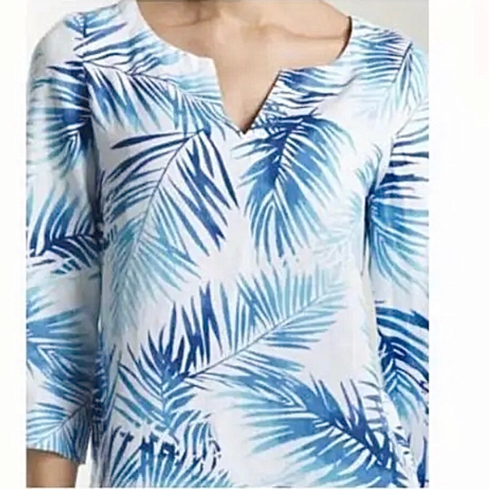 J. Jill Palm Leaf Print Linen Tunic
